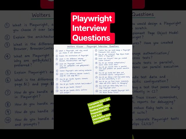 PlayWright Interview Question # #automationtesting #selenium #playwright #softwaretesting #sql #sdet