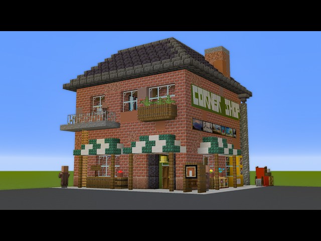 How to Build a Corner Shop in Minecraft | Step By Step Including Interior