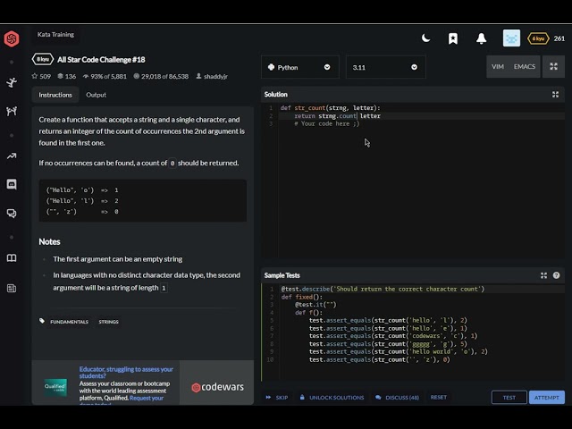 codewars python All Star Code Challenge #18