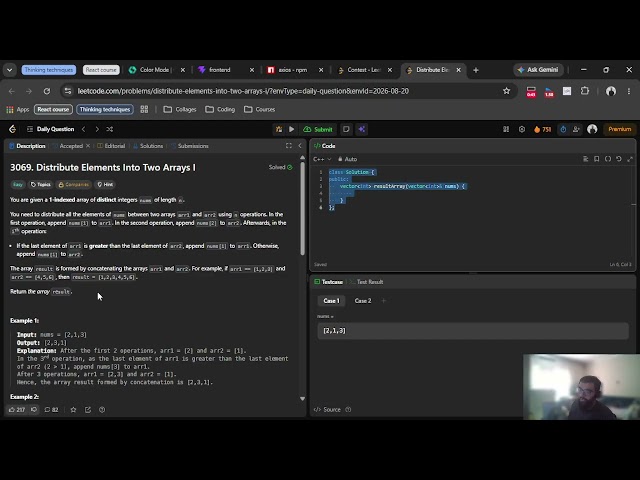3069. Distribute Elements Into Two Arrays I (Leetcode easy)