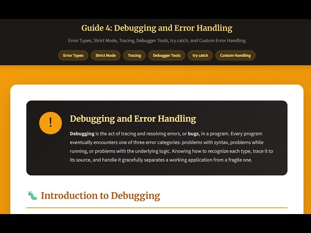 JavaScript Chapter 4 Lecture - Debugging and Error Handling