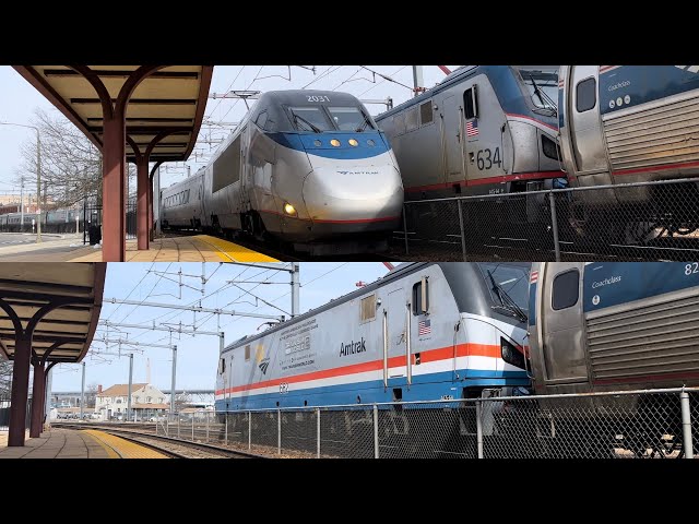 Amtrak & SLE Railfanning at New London, CT with Hornshows and ACS-64 #662 (3/5/22)