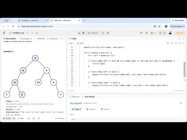 LeetCode 112 | Path Sum | BFS | Iterative Solution | Linear Time and Space Complexity