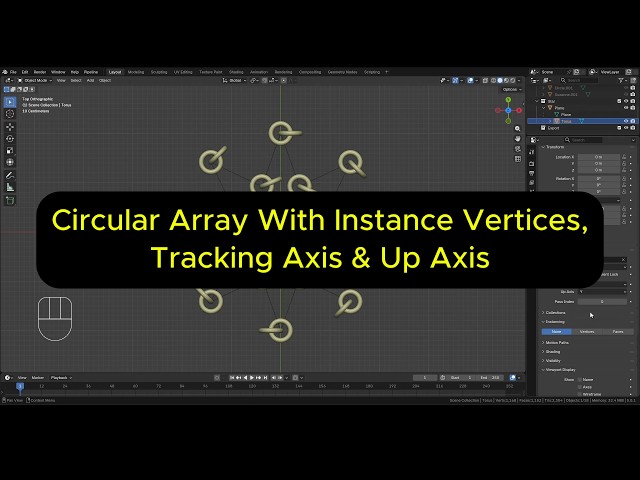 Create A Circular Array With Instance Vertices, Tracking And Up Axes | Blender 5.0.1