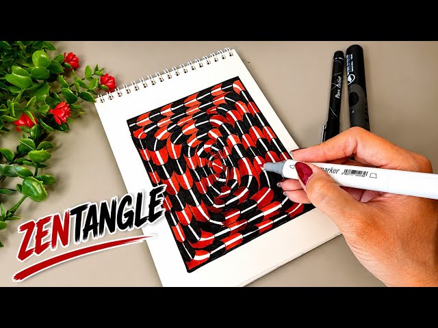 Mesmerizing Zentangle Pattern ❤️🖤 | Relaxing Drawing That Will Hypnotize You