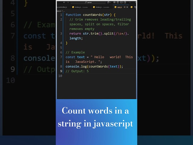 Day 21 | Count Words in a String | JavaScript Coding Challenge in Hindi | 100 Days of Code