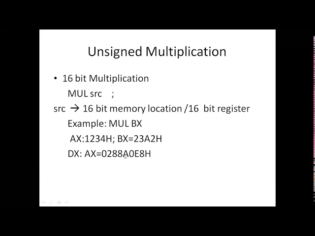 MICROPROCESSOR LAB: UNSIGNED MULTIPLICATION IN 8086