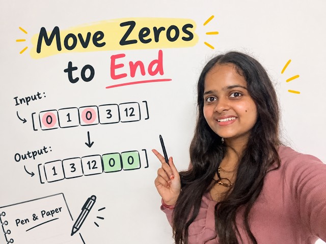 Move Zeroes to End | Queue DS | Pen & Paper Coding | SC : O(n) | TC: O(n)