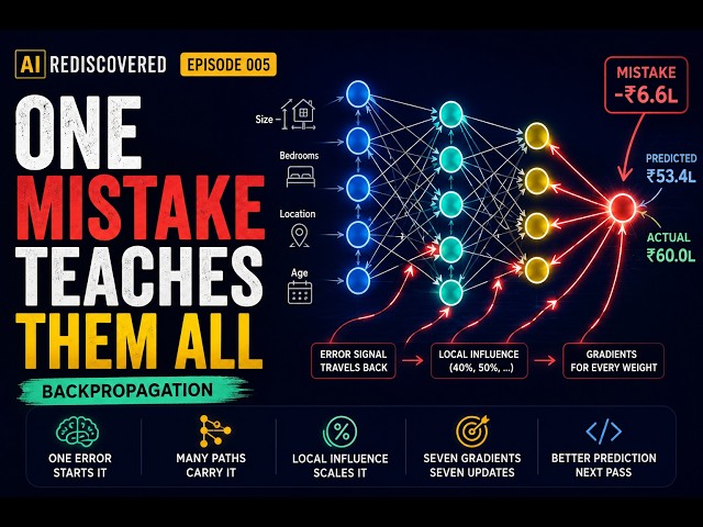 Backpropagation Explained Visually: How One Mistake Teaches Every Weight | AI Rediscovered #5