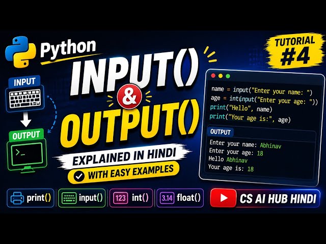 Python Input() & Output() with Examples | Learn Python in Hindi | Python Tutorial #4