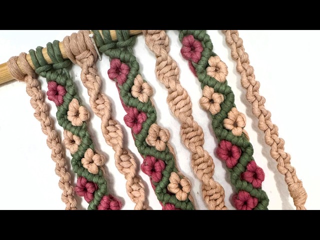 Wavy Macrame Flower Chain for Keychain, Plant Hanger, Wall Hanging DIY Floral Macrame Zigzag Pattern