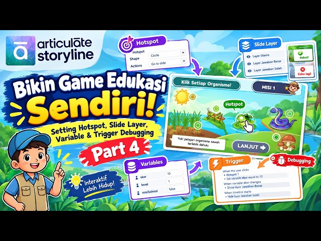 Bikin Game Edukasi Sendiri! Setting Hotspot, Slide Layer, Variable & Trigger Debugging | Part 4