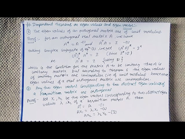 Some Important Theorems On Eigen Values And Eigen Vectors part 2