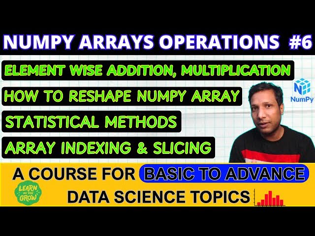 Numpy Array Reshape, Indexing, Slicing, Statistical Methods |Access 3d array |Data Science Course #6