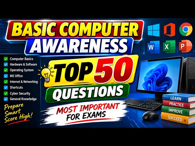 Top 50 Basic Computer Awareness Questions | Computer GK & MCQ | Most Important Questions for Exams