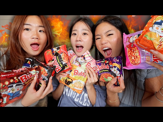 EATING EVERY SPICY KOREAN RAMEN FLAVOR *everything hurts*