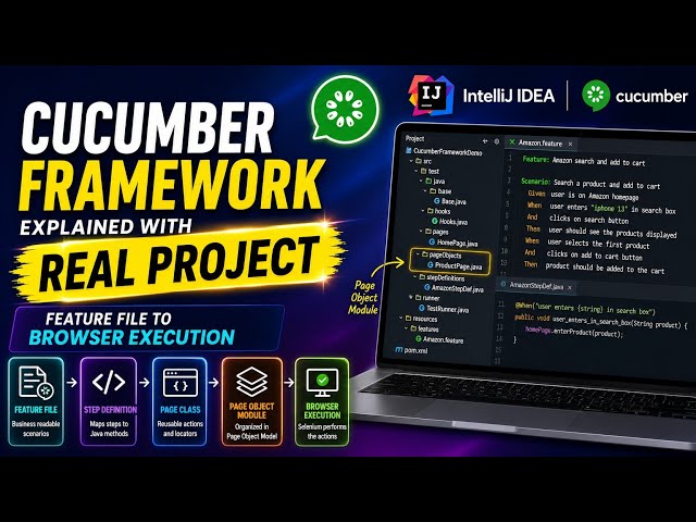 Cucumber Framework Explained with Real Project | Feature File to Step Definition to Page Class