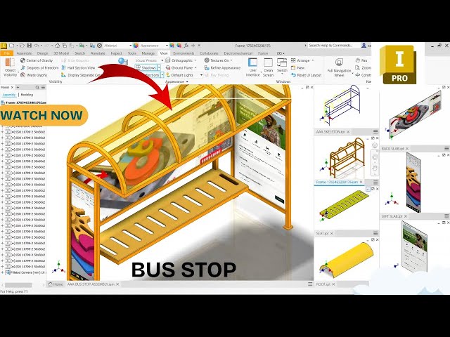 Autodesk Inventor Tutorial: How to Model a Modern Bus Stop Shelter (Step-by-Step)