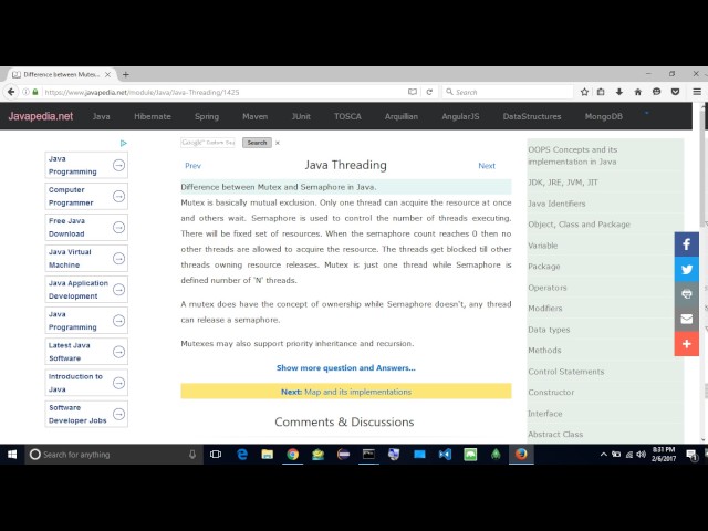 Difference between Mutex and Semaphore in Java. | javapedia.net