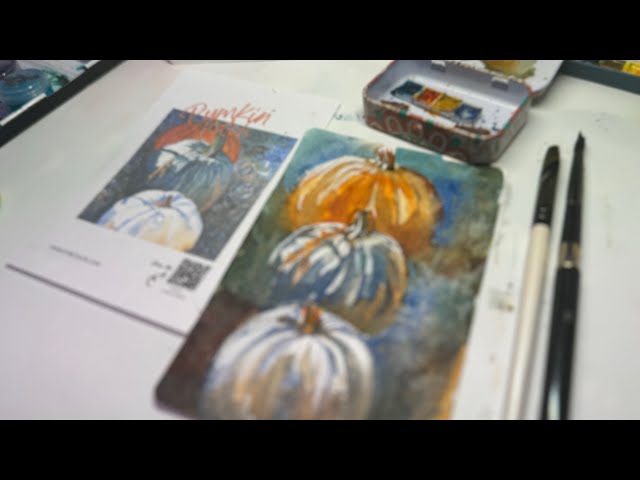 How to paint pumpkins with watercolour / Tutorial