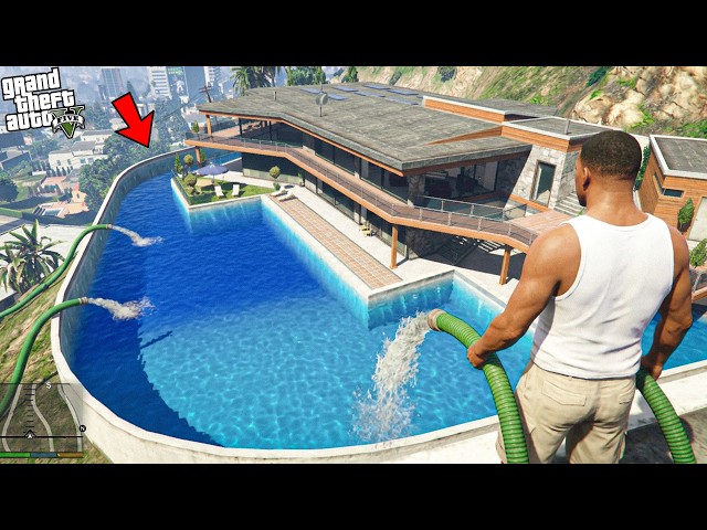 Franklin Started The Biggest Swimming Pool Project Outside His House In Gta 5 ! (GTA 5 mods)