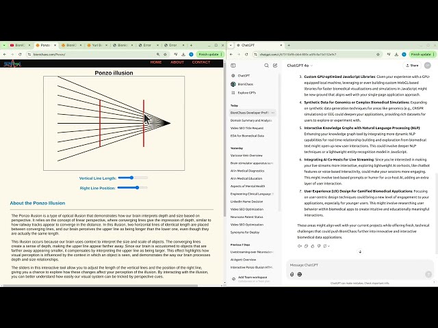 Experience the Ponzo Illusion Simulation on BioniChaos.com | See Visual Perception in Action