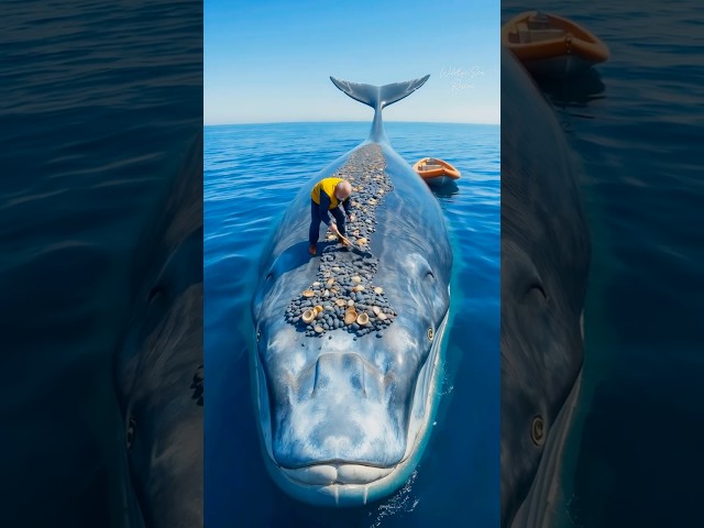 Old Man Helps Giant Whale in Pain by Scrubbing off it's Barnacles  #animalrescue #arcticanimal