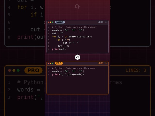 NOOB vs PRO: Join A List Of Words ⚔️ #python #coding