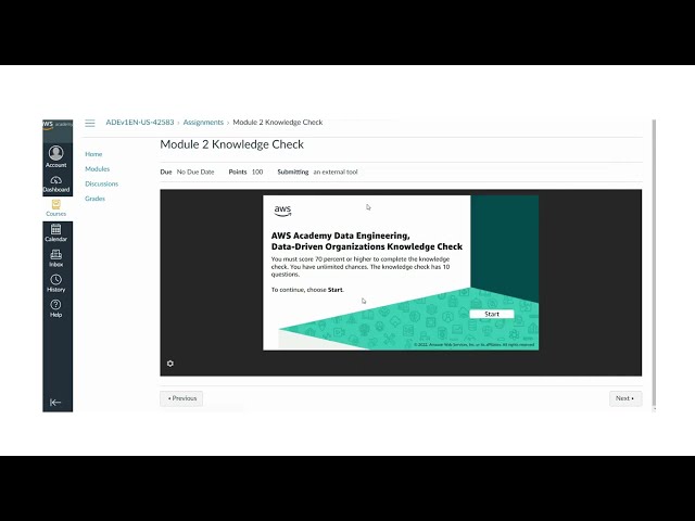 AWS Academy Data Engineering Module 2 Knowledge Check Answers