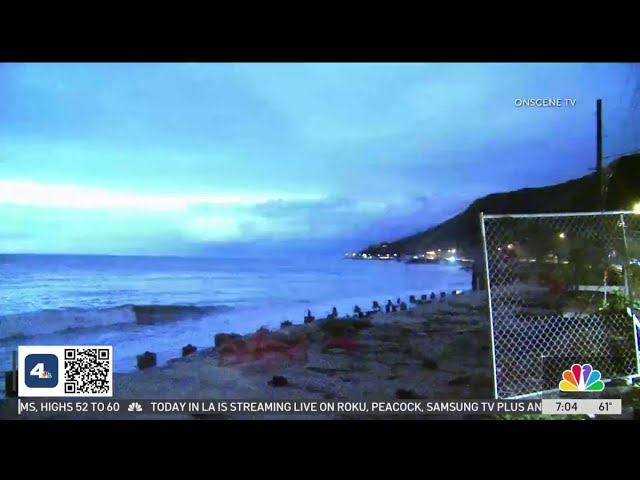 Lightning glows over Malibu as strongest wave of storm enters LA County
