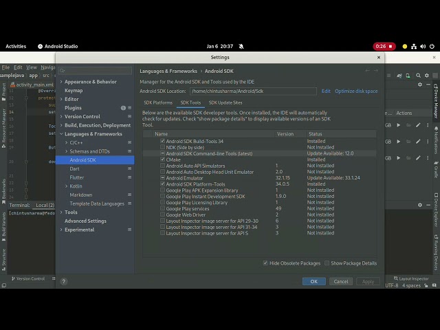 Installing Android tool chain command line tools