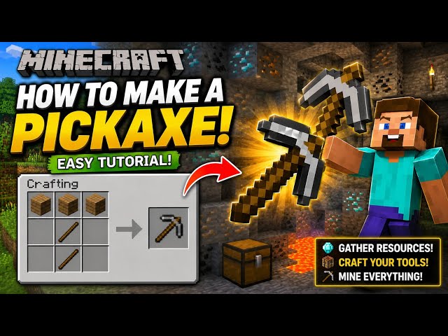 How to Make a Pickaxe in Minecraft! ⛏️ Easy Crafting Tutorial