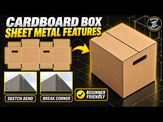 Sheet Metal Tutorial for Beginner in Solidworks | Cardboard box Design with flat pattern & .dxf file