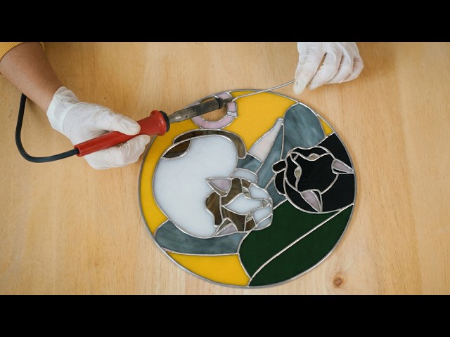 I turned my CATS picture to the CUTEST stained glass Frame | Full Process | Satisfying ASMR