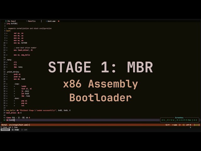 ASMR Programming: Writing x86 Bootloader from Scratch (Stage 1 MBR) - No Talking