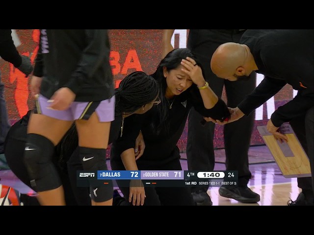 Valkyries coach Natalie Nakase goes down in scary moment | WNBA on ESPN