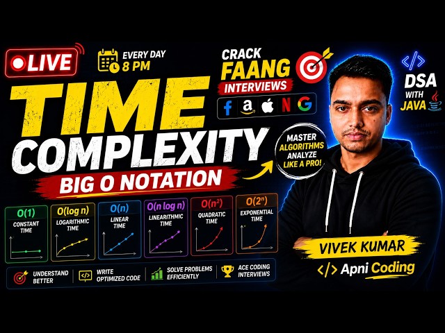 🔴 LIVE: Time Complexity in Java | Big O Notation Explained | DSA with Java Series 🚀