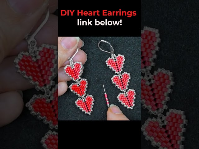 This Beaded Heart Earring Design is So Easy #tutorial #craft #satisfying
