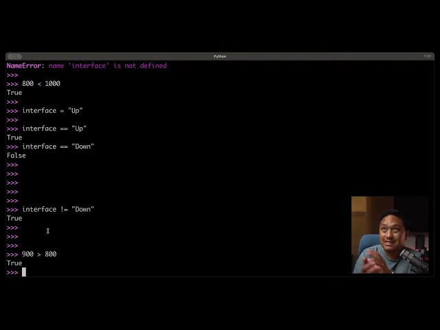 Python Basics with Comparison Operators - Zero to Network Automation