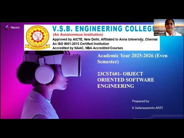 23CST601 Object Oriented Software Engineering || VSBEC || VSBECIT