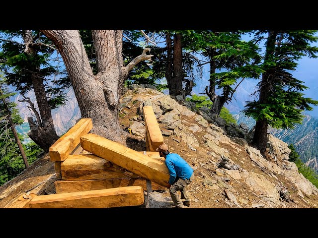 Building with Abandoned huge Timber Logs