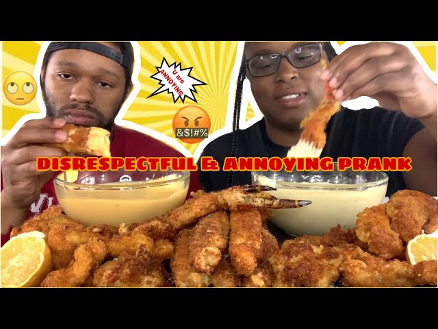 DISRESPECTFUL & ANNOYING MUKPRANK (will gets ANGRY) DEEP FRIED KING CRAB LEGS SEAFOOD BOIL MUKBANG!