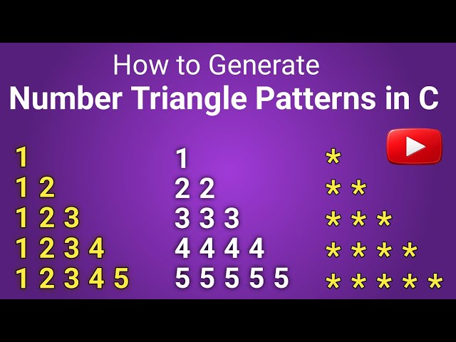 Number Triangle Pattern in C (left aligned) | Number Patterns in C | Triangle patterns in C