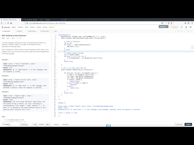 Leetcode 953 Verifying an Alien Dictionary