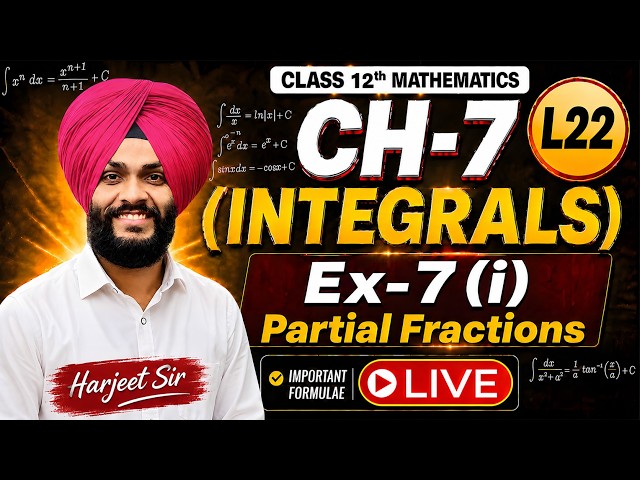 L22 Ex-7(i) Integrals 12th (LIVE CLASS) Important Solutions for Board Exams 2027 by Harjeet Sir