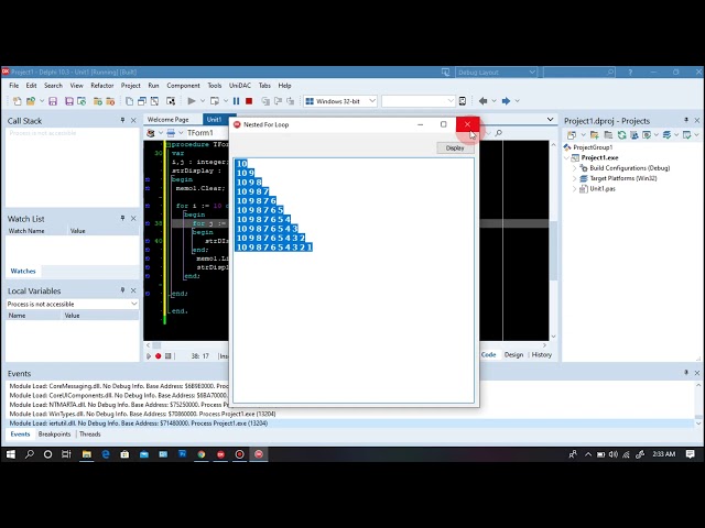 Delphi Basic Tutorial 5 - Nested For Loop