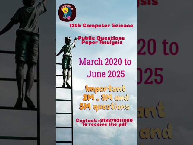 🔥12th CS 2,3,5 Marks Questions 2020-2025! Full PDF Elshaddai Skill Centre #12thCS #TNCentum