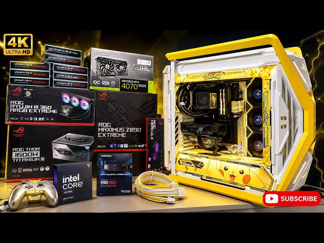 Pikachu Custom Rog Gaming PC Build | Intel Core Ultra 9 285K + RTX 4070 SUPER | ASUS Hyperion GR701