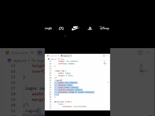 Infinite Logo Slider 🔥 HTML CSS #webdevelopment #css #html  #shorts