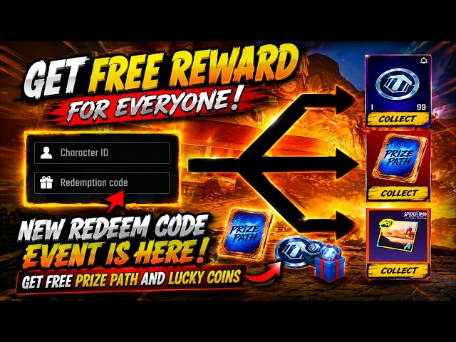 NEW REDEEM CODE EVENT IS HERE ! GET FREE NARUTO PRIZE PATH  SPIDER-MAN LOBBY & LUCKY COINS | PUBGM
